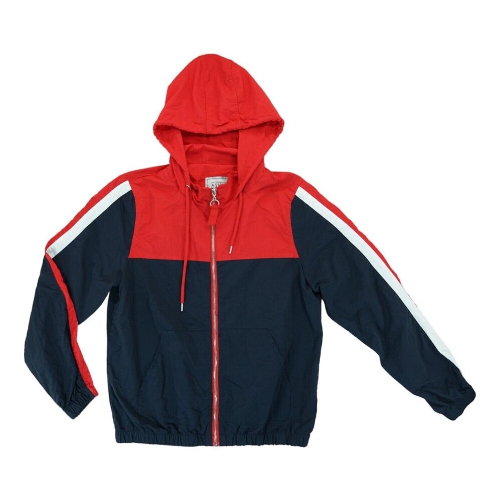 ASHLEY by 26 International Colorblock Windbreaker Size Large Full Zip Hoodie